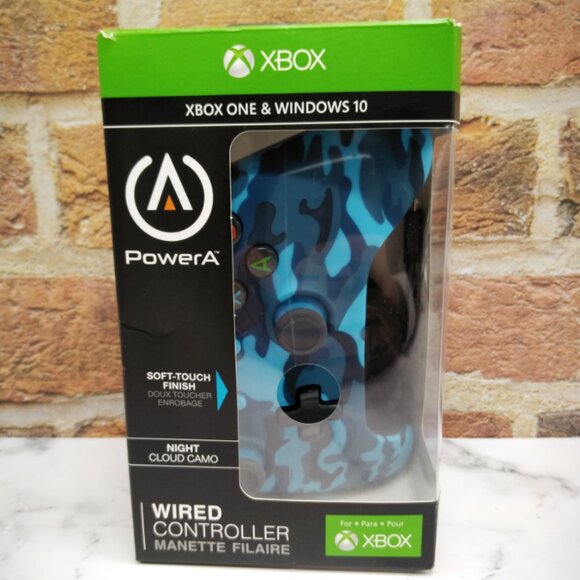 PowerA Xbox One Wired Controller Night Cloud Camo Blue Black - Picture 1 of 5